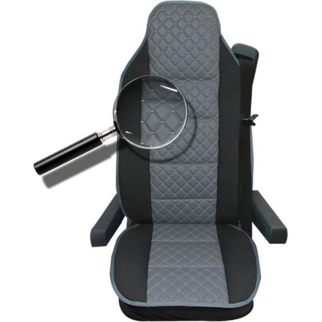Universeller Sitzbezug für Lkw-Sitz - strukturiert - Kunstleder und Textil - Volvo, DAF, MAN, Scania, Mercedes, Iveco - GRAU