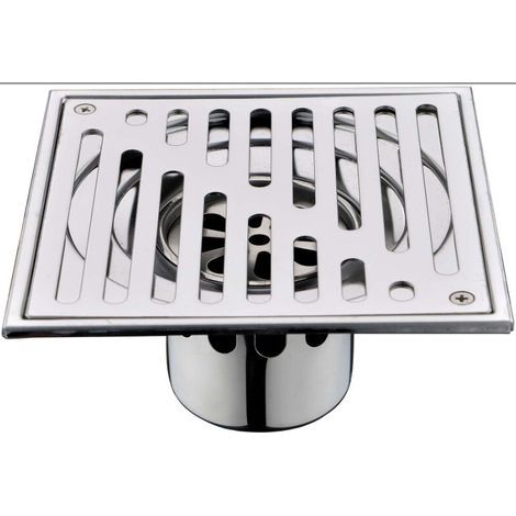 [JAMAIS UTILISÉ] Siphon de sol en acier inoxydable, anti-odeurs, carré, bonde de salle de bain, siphon de douche de gros calibre, 150 x 150 mm (1/3)