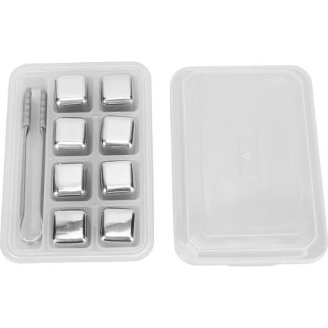 wiederverwendbare Edelstahl-Eiswürfel mit Clipbox für Whisky und andere Getränke (1/5)