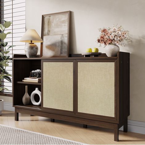 Aparador con puertas correderas y cajones natural OKMYHOME (1/5)