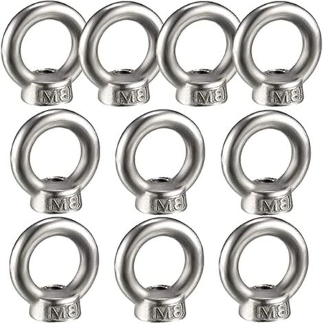 10PCS Écrou à oeil de levage, écrou à anneau femelle pour le levage de l'acier inoxydable 304Pack-of-10, M8-LIAIKI (1/5)