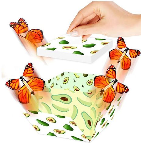 Boîte Cadeau Polygonale - Design Explosion Papillons Volants - Emballage Festif Réutilisable - Pour Fêtes Anniversaires Occasions Spéciales - 1 Pièce (1/2)