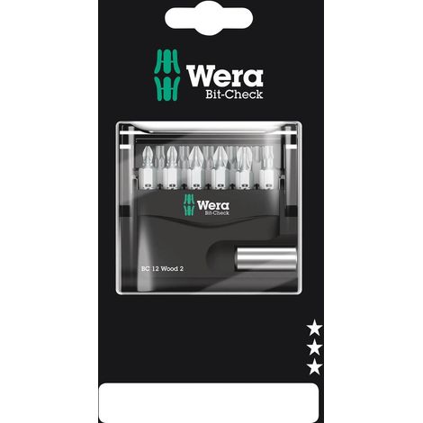 Wera Bit-Check 12 Wood 2 SB 05136391001 Kit inserti 12 parti 1/4 (6.3 mm) incl. porta inserti (1/4)