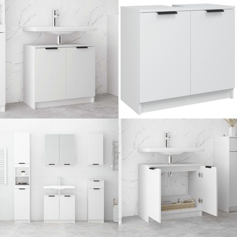 Badschrank Weiß 64,5x33,5x59 cm Holzwerkstoff - Badschrank - Badezimmermöbel - Holzwerkstoff - Weißer Badschrank - Aufbewahrungsraum - Home & Living