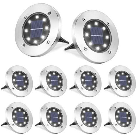 8 Pièces LED Lumière Solaire Extérieur-Lampe Solaires Jardin Au Sol-Blanc Froid Pelouse Lumière (1/5)