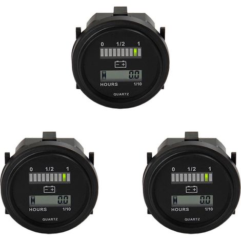 Indicateur de batterie rond à 3 LED avec compteur horaire, compatible avec les modèles 12/24 V, 36 V et 48 V, pour bateaux, voiturettes de golf, chariots Yamaha Club Cart et chariots élévateurs. (1/5)