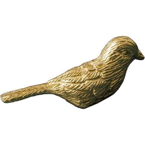 Poignée de meuble en laiton avec motif d'oiseau décoratif, dorée (1/5)