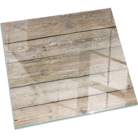 Plaque en verre trempé de sol décorative de sol avec impression sous cheminée Planches en bois naturel Carrée 60x60 cm (1/5)