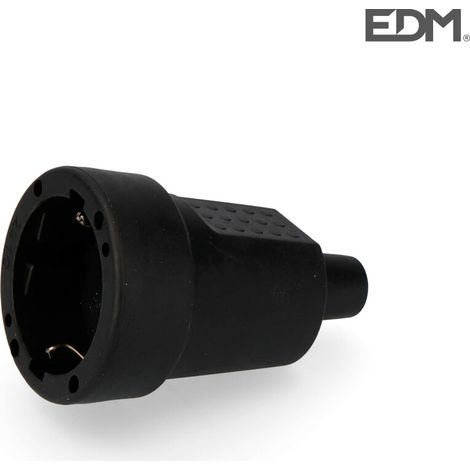 EDM Rubber Air Base 10/16 A 250 V T/TL IP44 4,8 mm Schwarz (in Schrumpffolie verpackt)