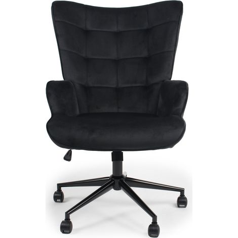 Cotecosy – Fauteuil de bureau velours noir – Dossier haut ergonomique – Mousse d'assise 9cm – Hauteur réglable 105-112cm – Design moderne (1/5)