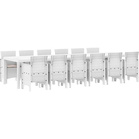Maison Exclusive - Set da Pranzo per Giardino 13 pcs Bianco Rattan Polt