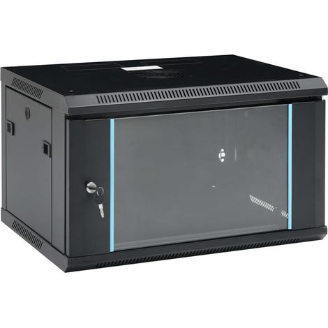 Vidaxl – Coffret de communication mural 6U 19" IP20 – Acier laminé à froid – Dimensions 600x450x350 mm – Panneaux latéraux amovibles