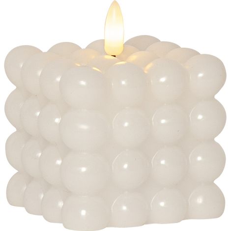 LED Bubble Kerze -Dot', Echtwachs, weiß