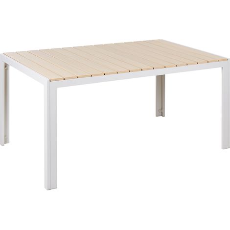 Mesa de jardín moderna 150 x 90 cm 6 plazas tablillas beige Como (1/5)