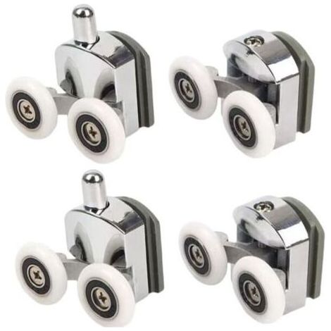 Roulettes de douche avec double porte coulissante, 4 pièces (2 supérieures + 2 inférieures) (23 mm - 2 en haut + 2 en bas) (1/4)