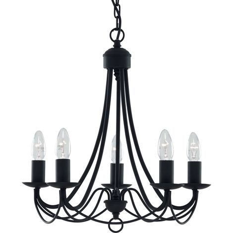 Searchlight Maypole - Sospensione a soffitto a 5 luci multibraccio nera, E14 (1/5)