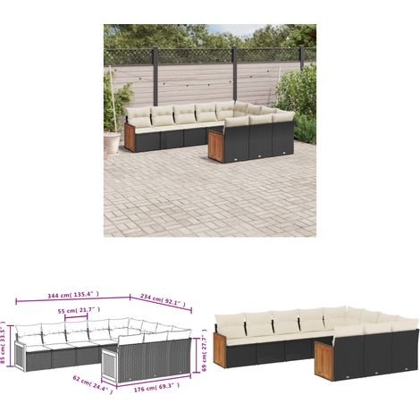 10-tlg. Garten-Sofagarnitur mit Kissen Schwarz Poly Rattan - Gartensofas - Outdoor Möbel - Lounge Set - Rattan Gartenmöbel - Gartenlounge - Home & Living (1/3)