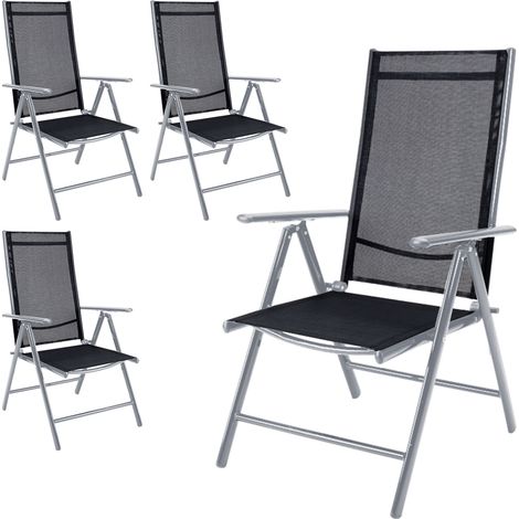 Casaria 4x Sillas de Jardín Bern de Aluminio Asiento Reclinable en 8 Posiciones Silla Plegable de Exterior Hasta 120KG