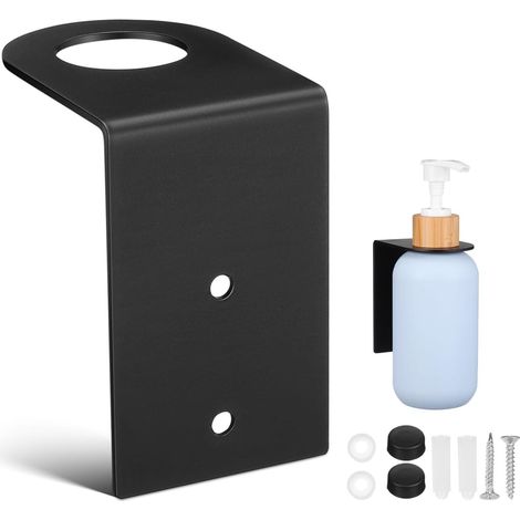 Support Mural Acier Inoxydable Noir Pour Distributeur De Savon Lotion Et Shampoing Installation Facile Compatible Divers Flacons Porte-Bouteille Pratique Pour Salle De Bain Organisée (1/5)