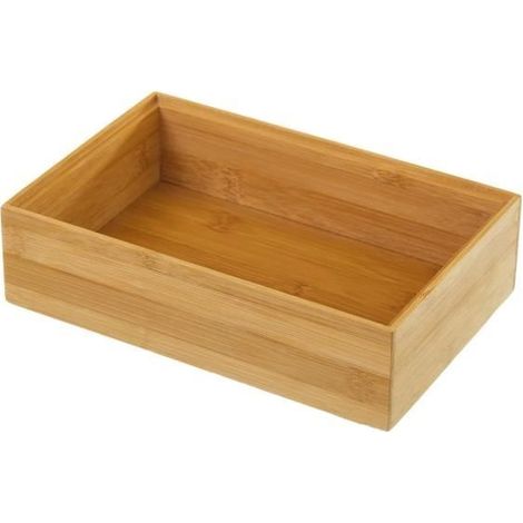 Boîte de rangement rectangulaire - JUANIO - 23x15x6,5 cm - Bambou naturel - Empilable - Solide et durable (1/3)