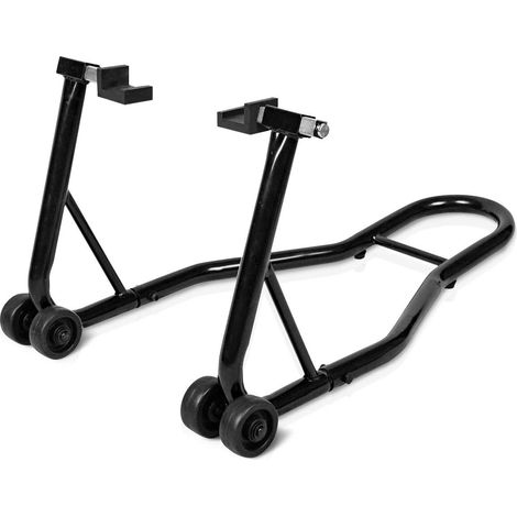 GOPLUS Support Bequille de Moto Velo pour Roue Arriere, Bequille d'Atelier, Arriere Leve avec 4 Roulettes et Bras Reglable de 28 a 33 CM, Soutenu par Tube Robuste en Acier 80 x 50 x 40 CM (noir) (1/5)