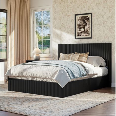 Bett Doppelbett Stauraum 160x200 mit Lift Schwarz OKMYHOME (1/5)