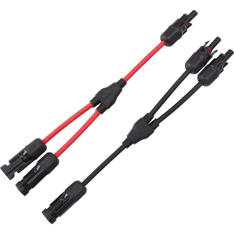 Connecteurs Solaires de Branche en Y, 2 PCS 1 à 2 RéPartiteurs Solaires PV Adaptateur Parallèle CâBle Prise de Fil 1000V DC (rouge noir),A (1/5)