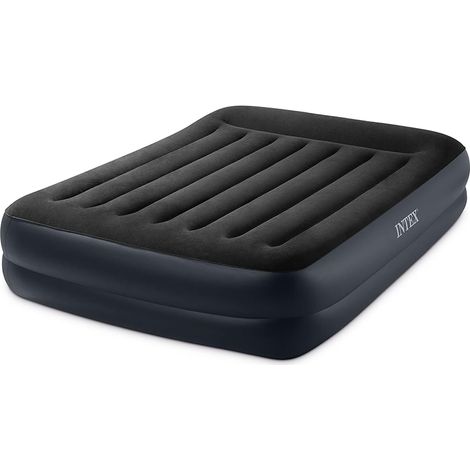 Intex – Matelas gonflable double 203x152 cm – Capacité 273 kg – Technologie Fiber-Tech – Pompe électrique intégrée – Oreiller intégré (1/10)