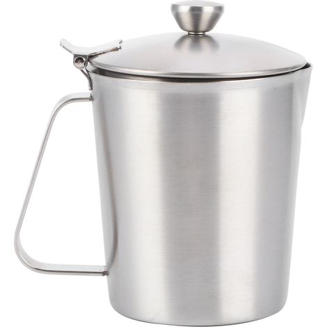 Dicke Latte-Kaffeetasse aus Edelstahl 304, 500-ml-Milchkännchen mit Deckel und Skala (1/5)