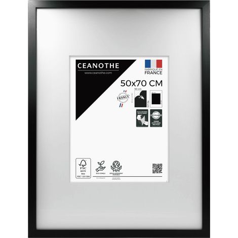 Cadre Photo Noir 50x70 cm et 70x50 cm - Convient au A2 et Affiche Poster – Baguette fine et minimaliste - Cadre Photo Wild en Résine recyclée, Fabriqué en France - Verre acrylique Incassable (1/5)