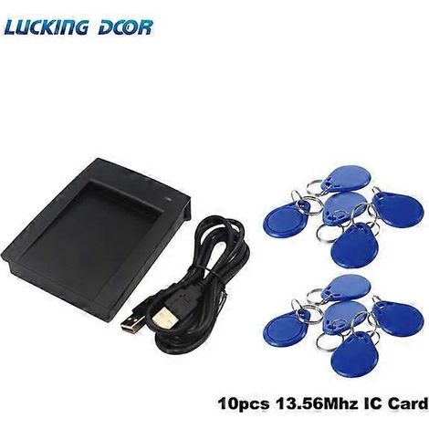 Lecteur de cartes à puce USB double fréquence 125 kHz/13,56 MHz pour le contrôle d'accès. Compatible Windows et Linux. Prend en charge 10 clés IC. (1/5)