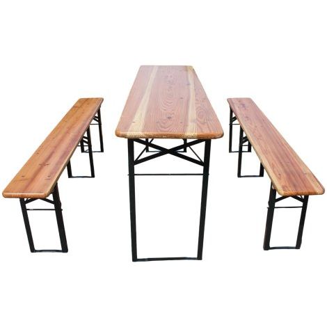 Conjunto de mesa y banco plegables de pino macizo, 177 cm, ideal para jardín y fiestas. (1/5)