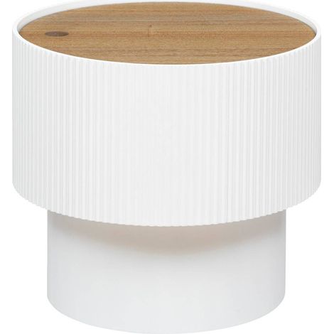 Atmosphera – Table basse coffre D38 en placage frêne blanc – Design nordique – Dimensions D. 38,5 x H. 35 cm – Rangement intégré pour petits espaces (1/5)