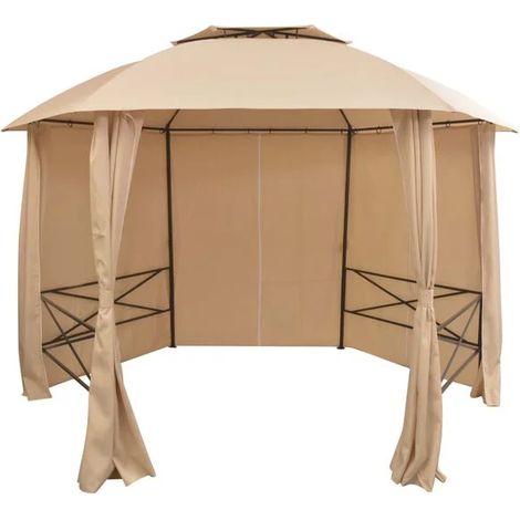 Tente de jardin hexagonale avec rideaux, 360 x 265 cm (1/5)