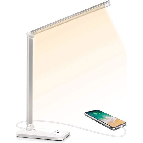 Ecleanfy - Lampe de bureau LED dimmable. 5 couleurs, 10 niveaux, minuterie et port USB. Flexible avec contrôle tactile. (1/5)