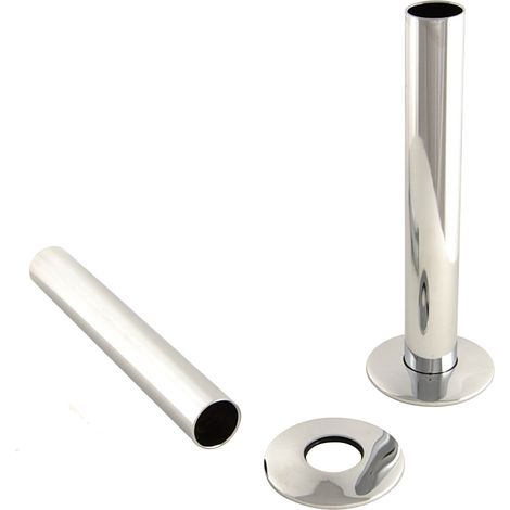 180mm Radiator Valve Pipes and Collars Easy Fit Packs Plumbing Tubes Brass Chrome