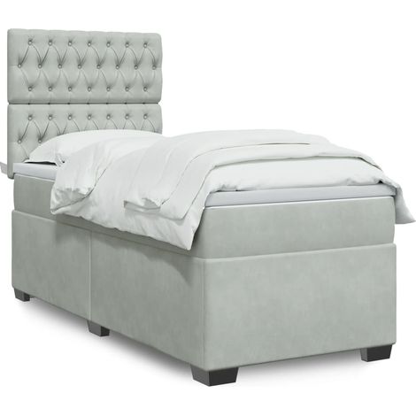 Boxspringbett mit Matratze Hellgrau 100x200 cm Samt