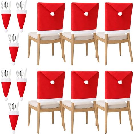 Housse de Chaise de Salle à Manger, Protège-Chaise de Noël avec 6 Porte-Couverts (1/5)