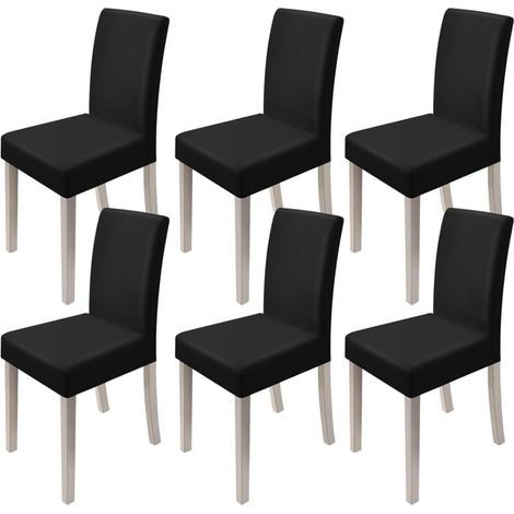 [JAMAIS UTILISÉ] 6 Pièces Universel Housses de Chaise Extensible Très Facile à Nettoyer et Durable, Housses de Chaise pour Salle à Manger, Noir (1/4)
