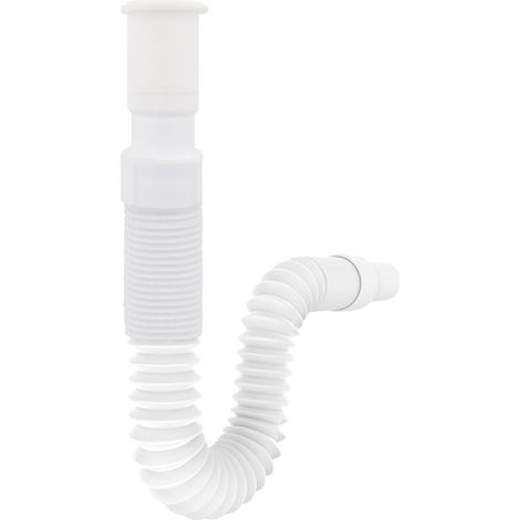 Flexible Drain Hose 1 1/4 Inch x 32 mm White, Expandable Flexible Length 300-800 mm, Space Saving Siphon for Kitchen and Bathroom (1/5)