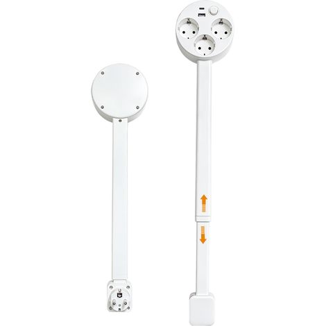 Alargador Eléctrico Extensible - 2 Tomas De Corriente - 1 Puerto USB-A - 1 Puerto USB-C - Longitud Ajustable De 45 A 67 Cm (1/5)