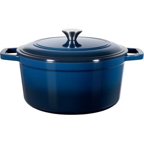 VEVOR Forno Olandese in Ghisa Smaltata, Pentola da 5,7 l con Coperchio e Doppi Manici, Pentola Durevole, Compatibile con Forni a Induzione Fino a 260 ℃, per Brasare, Stufati, Arrostire, Blu (1/5)