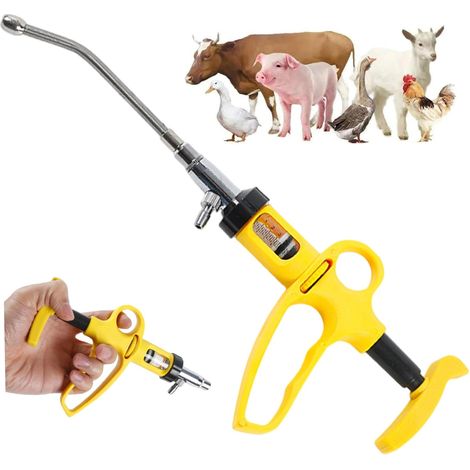 Stéringe injecteur automatique 5 ml pistolet à trempé réglable avec tête de métal pour bétail, chèvre, cochon, vache, outil d'alimentation animale à l'échelle claire pour l'utilisation du bétail (1/5)