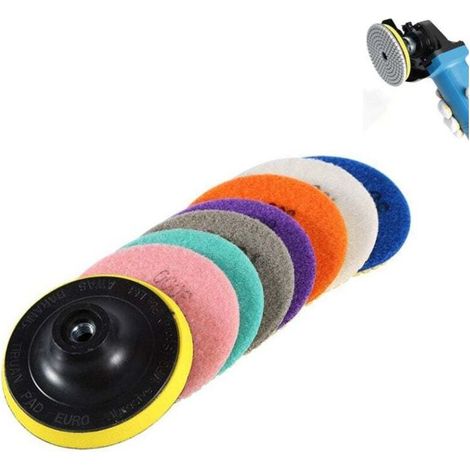 SJLERST Disque de Polissage Diamant, 8 Pcs 4 pouces (100mm,Tampons de Polissage Béton, Granit Marbre Polissage avec Pads, pour Machine à polir (1/5)