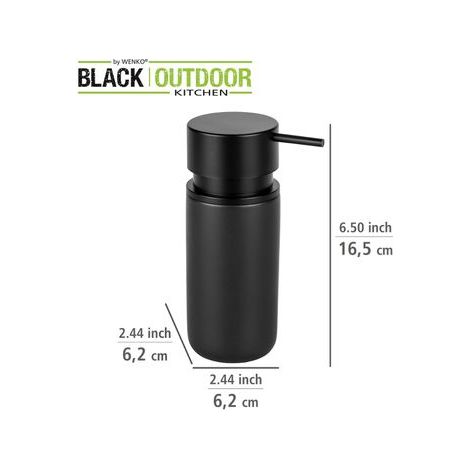 WENKO Distributeur de savon Silo, distributeur en céramique contenant jusqu'à 250 ml de savon liquide, liquide vaisselle ou désinfectant avec pompe extra-grande en plastique ABS, ∅ 6,2 x 16,5 cm (1/5)