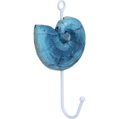 Percha de pared caracola de madera azul 10x4x16h cm