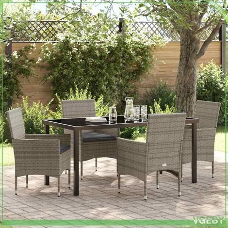 Ensemble de salle à manger pour jardin - FAFEICY - 3379789 - 8 chaises 1 table - Gris - Polyrotin (1/5)
