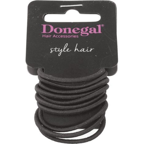 Gomas para el cabello negras Donegal, paquete de 12 (1/5)