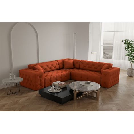 Ecksofa Designersofa CHANTAL in Stoff Opera Velvet Orange Seite Universal (1/5)