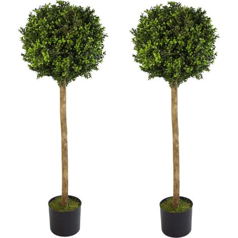UV Resistant 120cm Pair of Pair of 4ft Artificial Ball Topiary Tree (1/3)